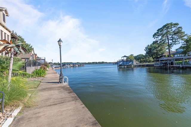 view of dock featuring a water view