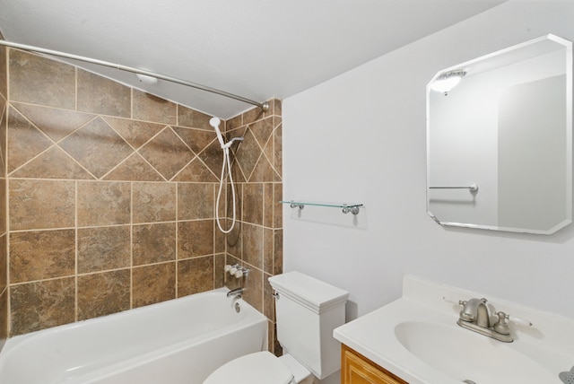 full bath featuring vanity, toilet, and  shower combination
