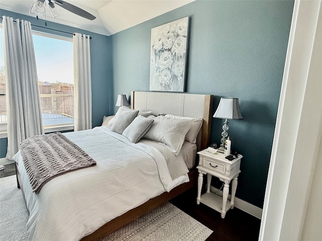 2312 Camp St, Aubrey, TX 76227 - bedroom featuring wood finished floors, baseboards, and vaulted ceiling