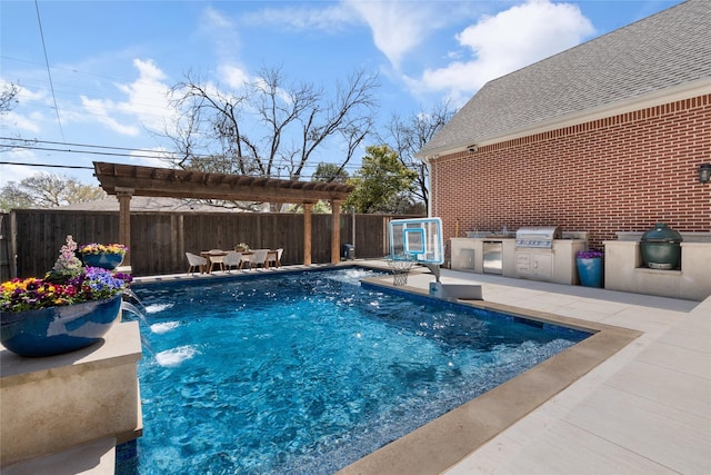 6946 Southridge Dr, Dallas, TX 75214 - view of swimming pool featuring a fenced backyard, a pergola, and a patio area