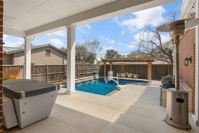 6946 Southridge Dr, Dallas, TX 75214 - view of swimming pool with a pergola, a fenced backyard, a patio area, and outdoor dining space