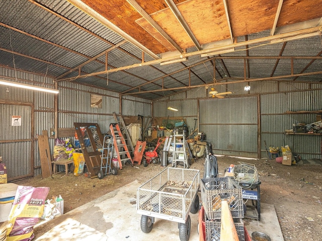 garage featuring metal wall