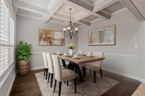 1596 Mannheim Dr, Rockwall, TX 75032 - dining room with beamed ceiling, baseboards, and coffered ceiling