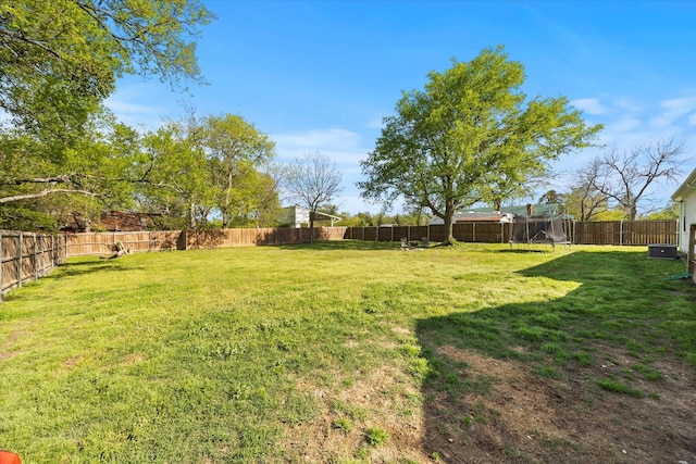 view of yard featuring cooling unit and a fenced backyard