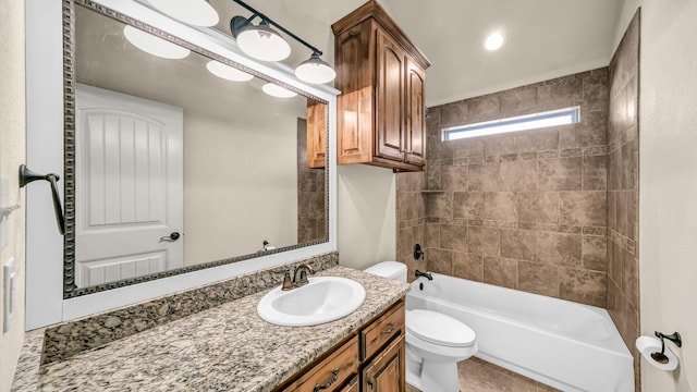 4315 Logan Cir, Granbury, TX 76049 - bathroom with vanity, toilet, and tub / shower combination