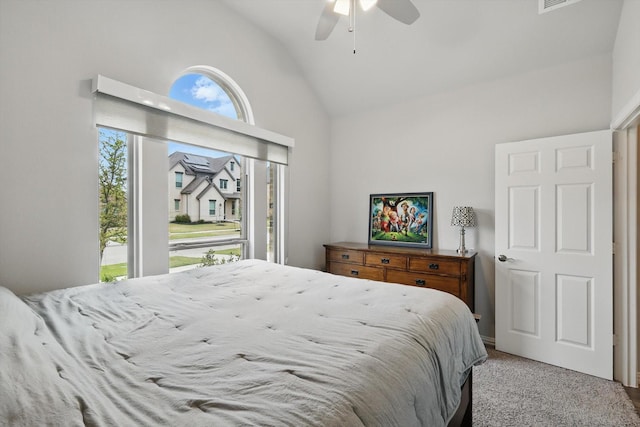 1125 Overton St, Frisco, TX 75036 - carpeted bedroom with vaulted ceiling and ceiling fan