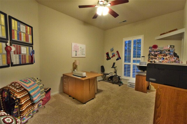 13111 Saint Orlin Way, Talty, TX 75126 - home office with light carpet and ceiling fan