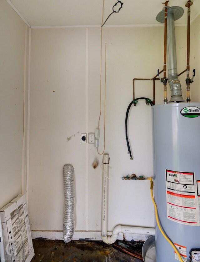 utility room with water heater and heating unit