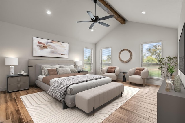 2017 Antler Loop, Poolville, TX 76487 - bedroom with recessed lighting, beamed ceiling, and light wood finished floors
