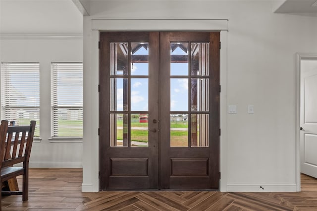 2017 Antler Loop, Poolville, TX 76487 - doorway to outside with crown molding and baseboards