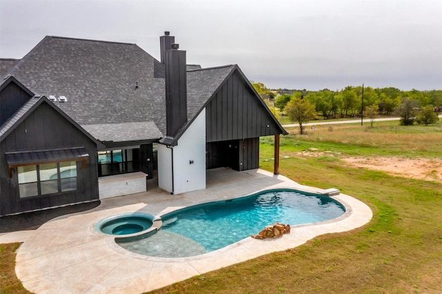 521 Echo Glade Ct, Azle, TX 76020 - view of swimming pool featuring a yard, a patio, and a pool with connected hot tub