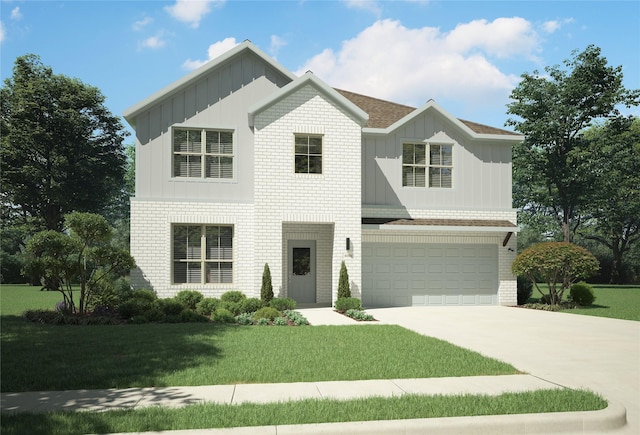 2756 Keokuk St, Fort Worth, TX 76179 - view of front of home featuring board and batten siding, driveway, a garage, and a front yard