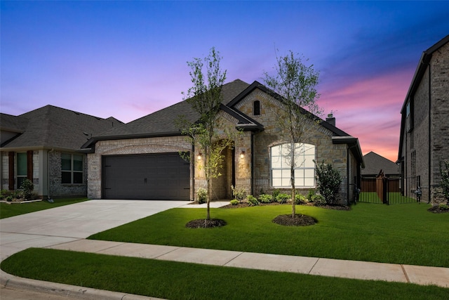 7745 Gatevine Ave, Joshua, TX 76058 - french provincial home with an attached garage, driveway, a shingled roof, and stone siding