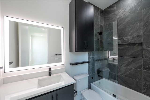 4218 Bonham St, Dallas, TX 75229 - bathroom featuring  shower combination, vanity, and toilet