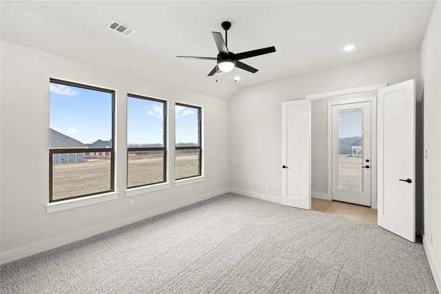 160 Waterview Dr, Gunter, TX 75058 - unfurnished bedroom with a ceiling fan, light colored carpet, visible vents, baseboards, and recessed lighting