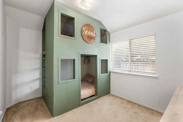 9836 Old Field Dr, Mckinney, TX 75072 - unfurnished bedroom featuring baseboards, carpet flooring, and lofted ceiling