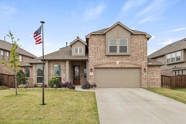 5010 Huffines Blvd, Royse City, TX 75189 - view of front of house with fence, concrete driveway, an attached garage, brick siding, and a front yard