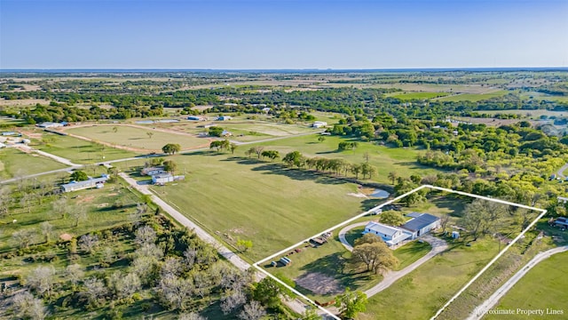 aerial view featuring a rural view