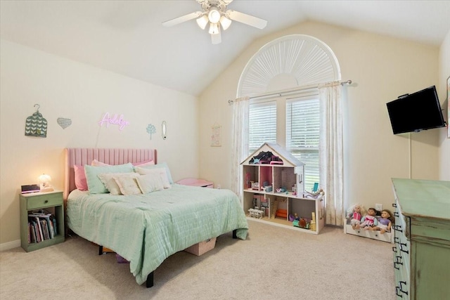 2905 Pueblo Dr, Waco, TX 76712 - bedroom with lofted ceiling, carpet, and ceiling fan