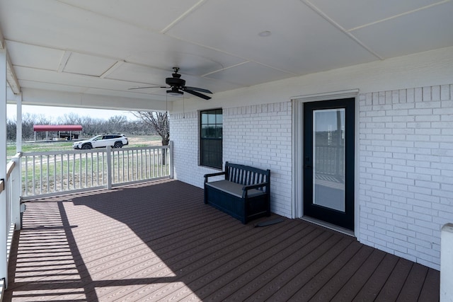 909 Crockett St, Santa Anna, TX 76878 - wooden deck with ceiling fan