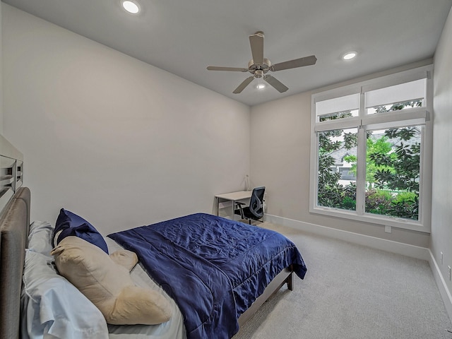 8505 Tierra Ct, Benbrook, TX 76126 - carpeted bedroom with recessed lighting, baseboards, and ceiling fan