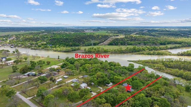301 Tin Top Estates Rd, Weatherford, TX 76087 - aerial overview of property's location featuring a large body of water, a forest, and property boundaries highlighted