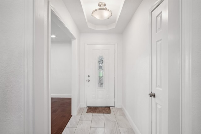 5111 Cimmaron Cir, Parker, TX 75002 - entryway featuring baseboards and a tray ceiling