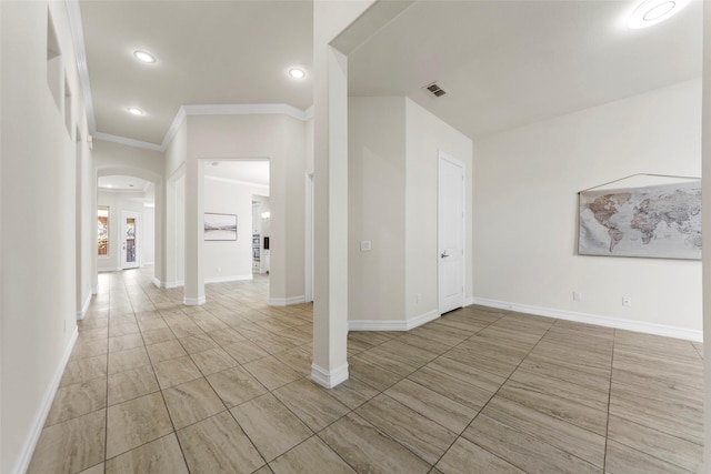 971 Abbott Ln, Allen, TX 75013 - entryway featuring arched walkways, ornamental molding, recessed lighting, and baseboards