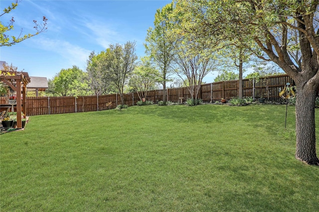 view of yard featuring a fenced backyard