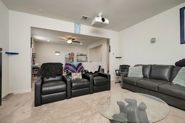 7632 Parkview Dr, Watauga, TX 76148 - living room with light carpet, ceiling fan, and baseboards