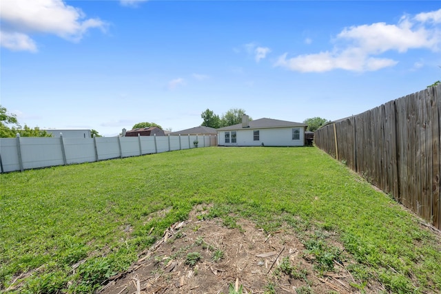 view of yard featuring a fenced backyard