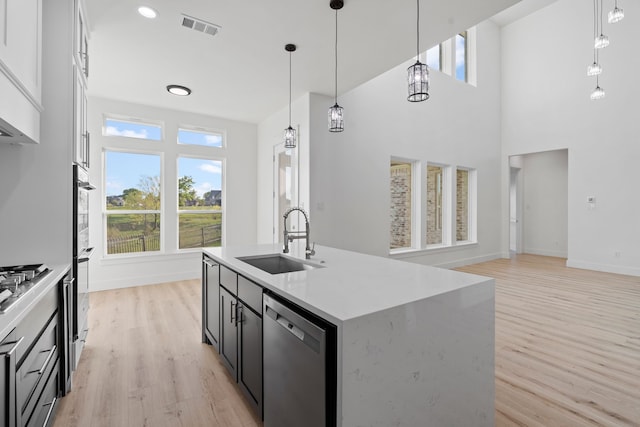 kitchen with a sink, visible vents, a wealth of natural light, and appliances with stainless steel finishes