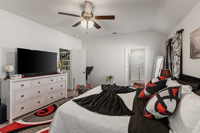 1703 Ratama Dr, Princeton, TX 75407 - bedroom featuring lofted ceiling, ensuite bathroom, and a ceiling fan
