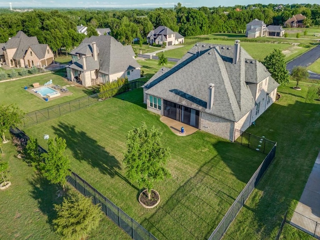 aerial view with a residential view