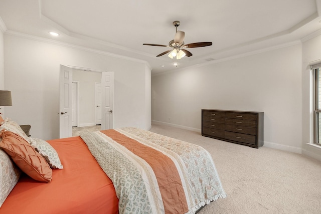 14662 Gentle Breeze Rd, Frisco, TX 75035 - carpeted bedroom with ornamental molding, baseboards, and a ceiling fan