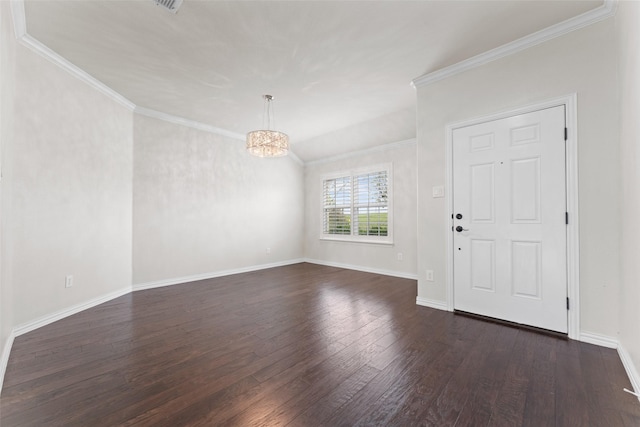 109 Joplin Dr, Mckinney, TX 75071 - interior space featuring dark wood-type flooring, a chandelier, baseboards, and ornamental molding