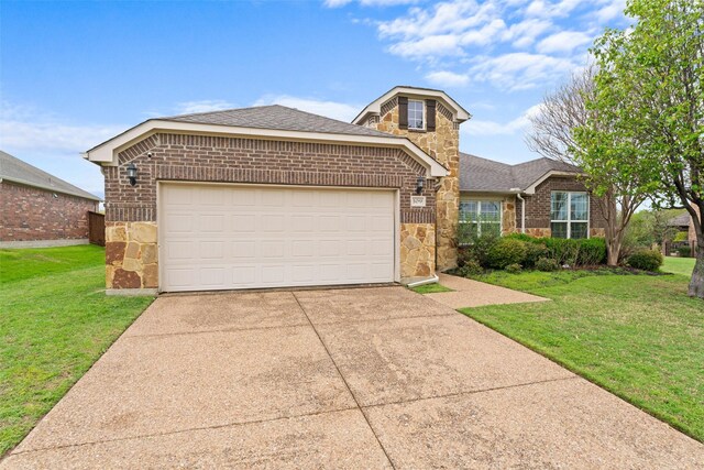 109 Joplin Dr, Mckinney, TX 75071 - view of front of home featuring brick siding, a front lawn, stone siding, and driveway