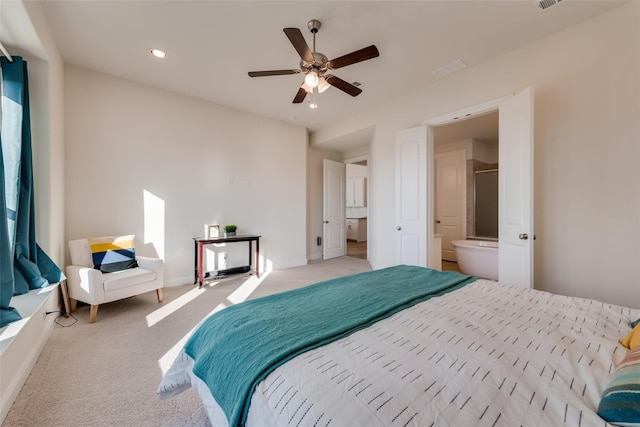 1108 Silverthorn Trl, Justin, TX 76247 - bedroom featuring light carpet, recessed lighting, baseboards, and ceiling fan
