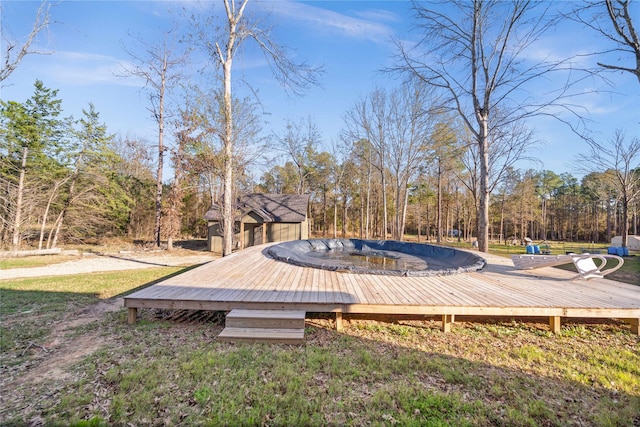 12908 County Road 463, Tyler, TX 75706 - wooden terrace with an outbuilding and a covered pool
