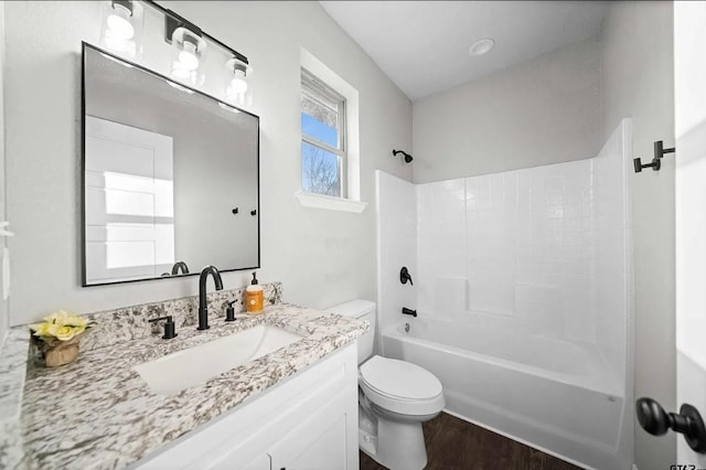 12908 County Road 463, Tyler, TX 75706 - full bath featuring toilet, bathtub / shower combination, wood finished floors, and vanity