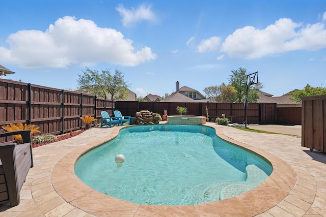 7520 Harvest Bend Ln, Sachse, TX 75048 - view of pool with a patio area, a fenced backyard, and a pool with connected hot tub