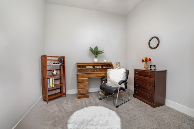 sitting room with carpet and baseboards