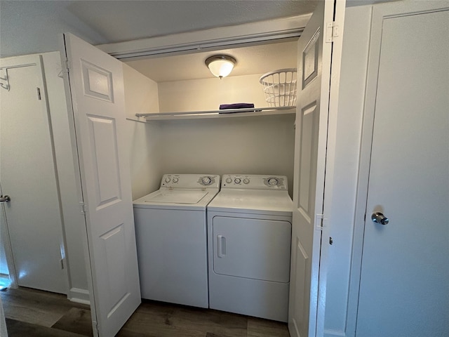13633 Weald Green St, Dallas, TX 75240 - washroom featuring washer and clothes dryer and dark wood-type flooring