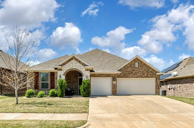 1664 Laramie Ln, Burleson, TX 76028 - view of front of home with brick siding, an attached garage, driveway, and roof with shingles
