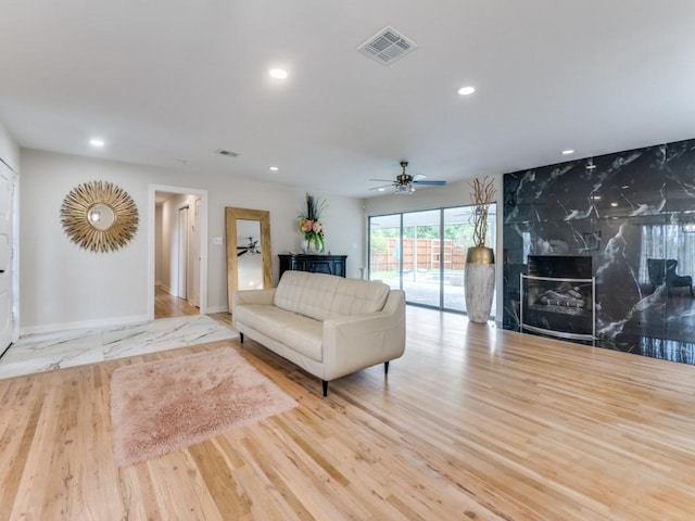 3124 Merrell Rd, Dallas, TX 75229 - living area with recessed lighting, ceiling fan, baseboards, and wood finished floors