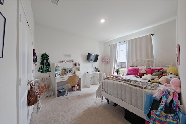 5017 Freestone Dr, Weatherford, TX 76085 - carpeted bedroom featuring visible vents and recessed lighting