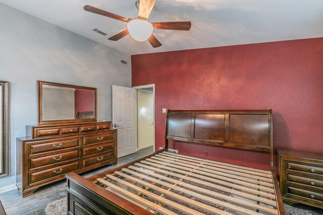 7820 Prairie Dr, Watauga, TX 76148 - bedroom featuring a ceiling fan and high vaulted ceiling