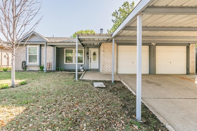 7820 Prairie Dr, Watauga, TX 76148 - ranch-style house with brick siding, driveway, a front lawn, and a garage