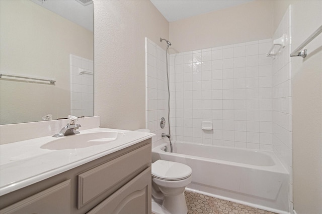 12072 Half Hitch Trl, Frisco, TX 75035 - full bathroom with tile patterned floors, bathing tub / shower combination, vanity, and toilet