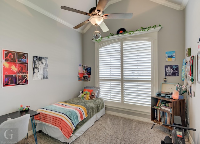 5310 Lucerne Ln, Bossier City, LA 71112 - carpeted bedroom featuring baseboards, ornamental molding, and a ceiling fan